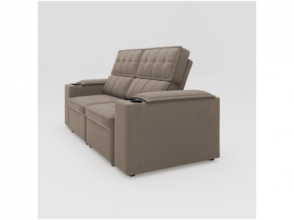 Sofá Retrátil Reclinável 3 Lugares Veludo Joly Cancún Gralha Azul Estofados - 6