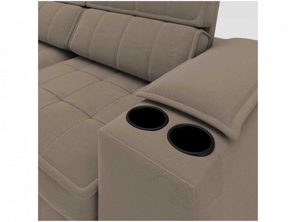 Sofá Retrátil Reclinável 3 Lugares Veludo Joly Cancún Gralha Azul Estofados - 9