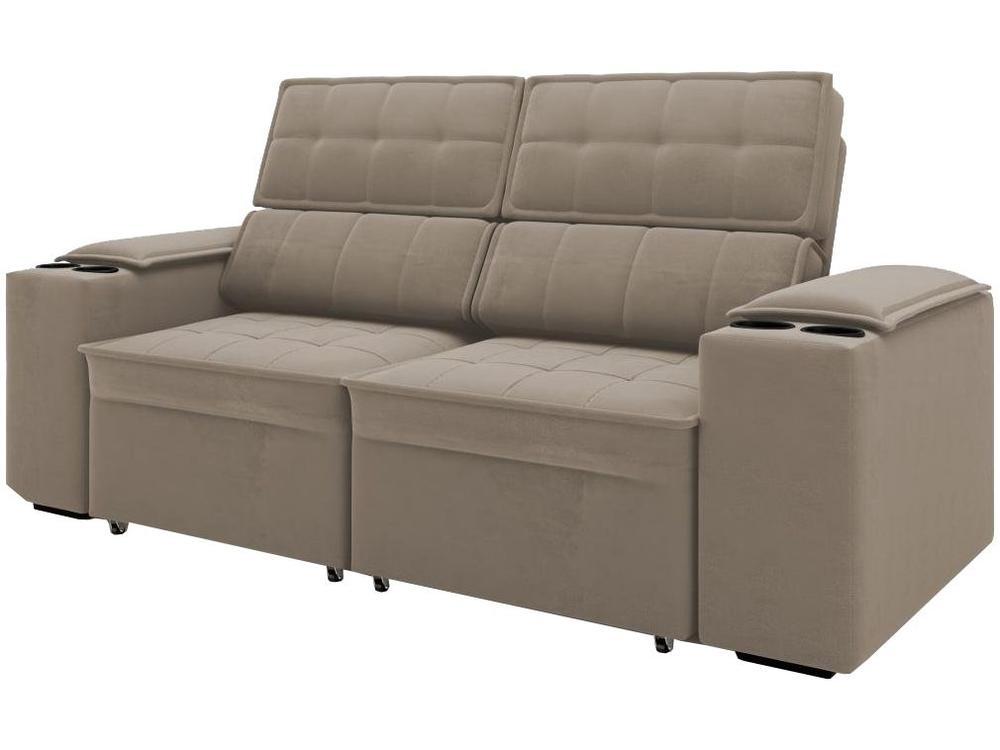 Sofá Retrátil Reclinável 3 Lugares Veludo Joly Cancún Gralha Azul Estofados - 1