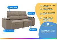 Sofá Retrátil Reclinável 3 Lugares Veludo Joly Cancún Gralha Azul Estofados - 2