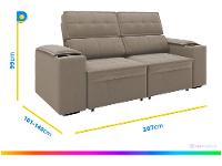 Sofá Retrátil Reclinável 3 Lugares Veludo Joly Cancún Gralha Azul Estofados - 3