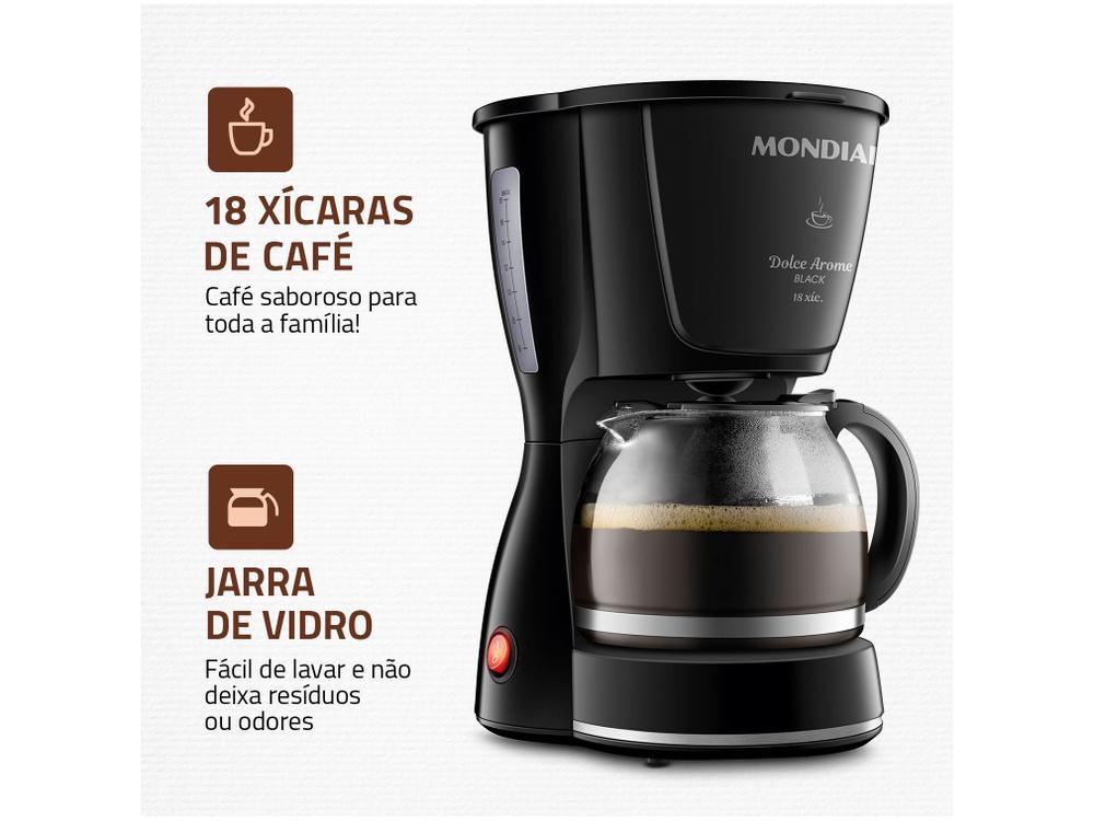 Cafeteira Elétrica Mondial Dolce Arome Black C-30-18X-FB 18 Cafés Preto - 14