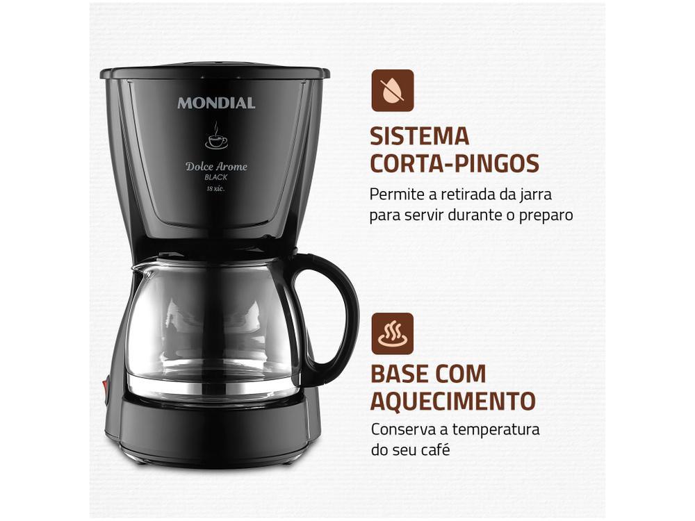 Cafeteira Elétrica Mondial Dolce Arome Black C-30-18X-FB 18 Cafés Preto - 15