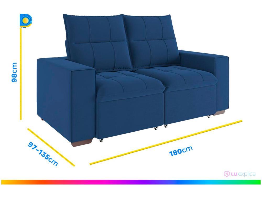 Sofá Retrátil Reclinável 3 Lugares Veludo Miami Gralha Azul Estofados - 3