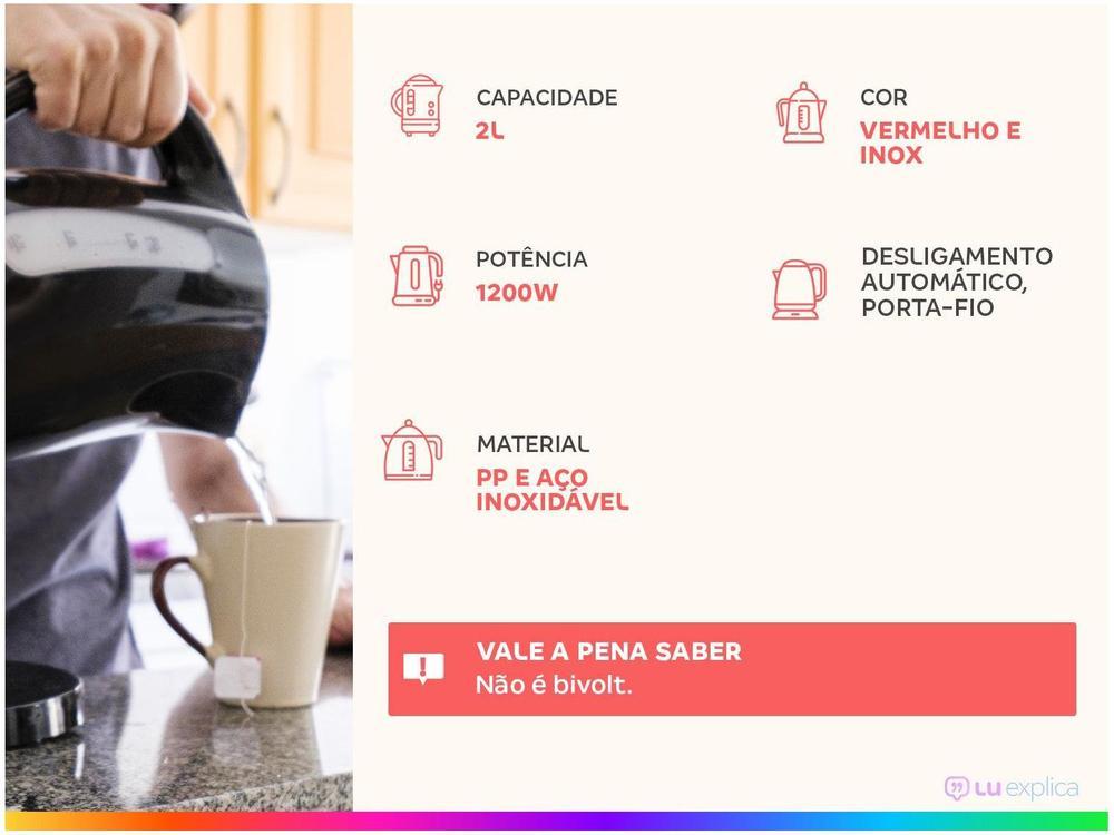 Chaleira Elétrica Mondial Premium CE-06-R Vermelha - 2