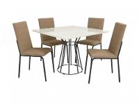 Mesa de Jantar 4 Cadeiras Quadrada Capuccino Crome Topázio - 4