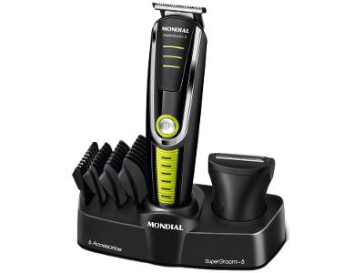 Aparador de Pelos Super Groom 6 BG-04 Mondial 6W Bivolt Preto e Verde