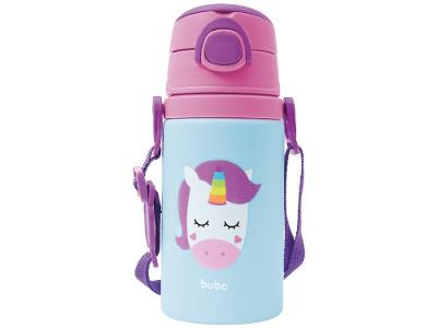 Garrafa Infantil com Canudo 450ml Buba Animal Fun