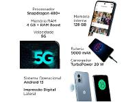 Smartphone Motorola Moto G53 128GB Prata 5G Snapdragon 480+ Octa-Core 4GB RAM 6,5" Câm. Dupla + Selfie 8MP Dual Chip - 5