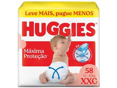 Fralda Huggies Máxima Proteção Tam. XXG 14 até 18kg 58 Unidades