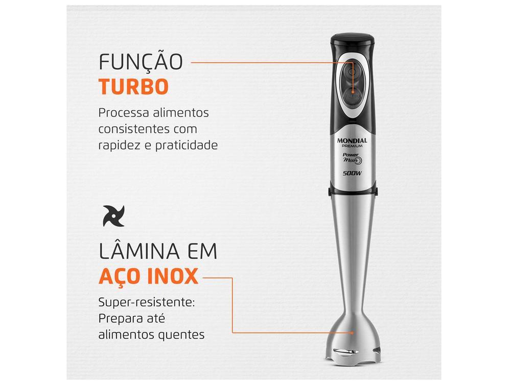 Mixer 2 em 1 Mondial 500W Preto e Prata Premium - 7
