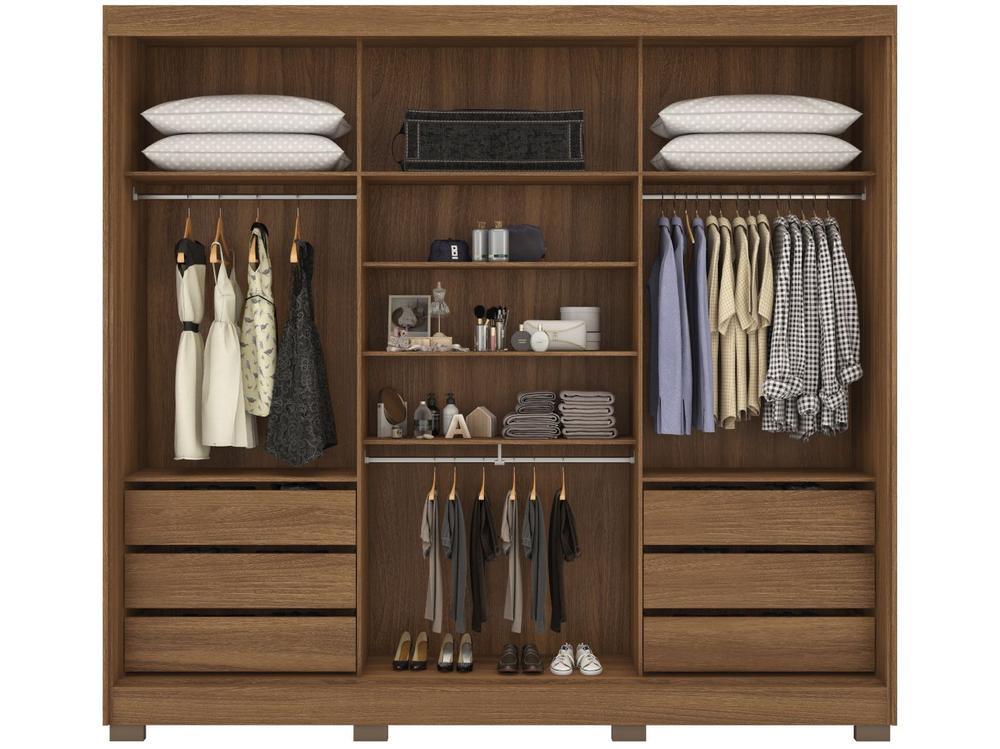 Guarda-roupa Casal com Espelho 3 Portas de Correr 6 Gavetas Demóbile Londres - 10