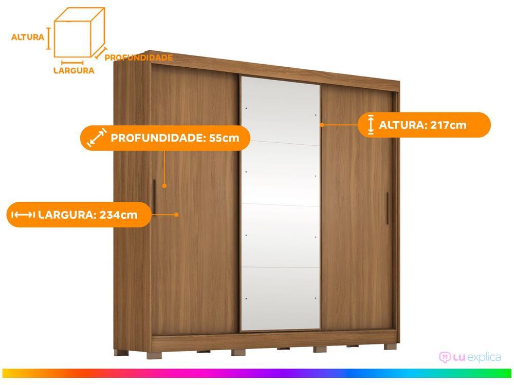 Guarda-roupa Casal com Espelho 3 Portas de Correr 6 Gavetas Demóbile Londres - 4