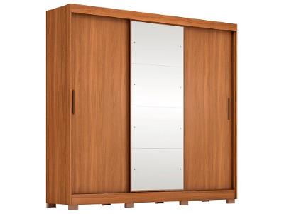 Guarda-roupa Casal com Espelho 3 Portas de Correr 6 Gavetas Demóbile Londres