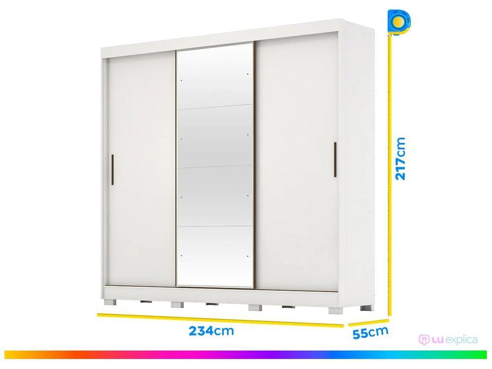 Guarda-roupa Casal com Espelho 3 Portas de Correr 6 Gavetas Demóbile Londres - 3