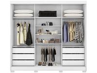 Guarda-roupa Casal com Espelho 3 Portas de Correr 6 Gavetas Demóbile Londres