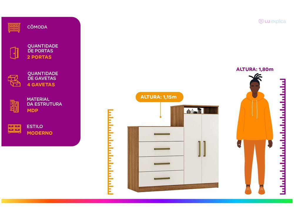 Cômoda 4 Gavetas 2 Portas Demóbile Aurea - 2