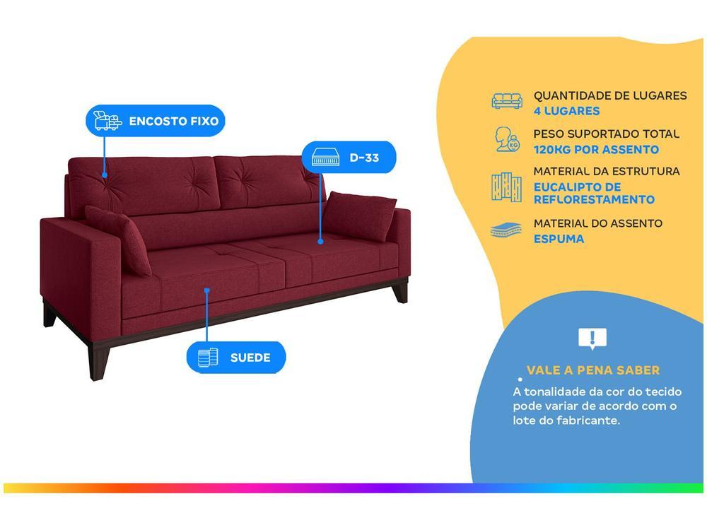 Sofá 4 Lugares Suede Cannes Linoforte - 2