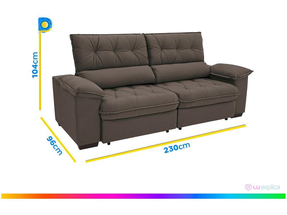 Sofá Retrátil Reclinável 4 Lugares Suede Hannover - 4