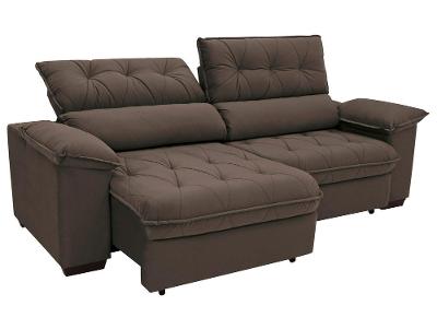 Sofá Retrátil Reclinável 4 Lugares Suede Hannover