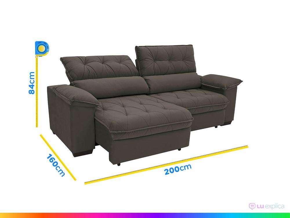 Sofá Retrátil Reclinável 3 Lugares Suede Hannover Linoforte - 3