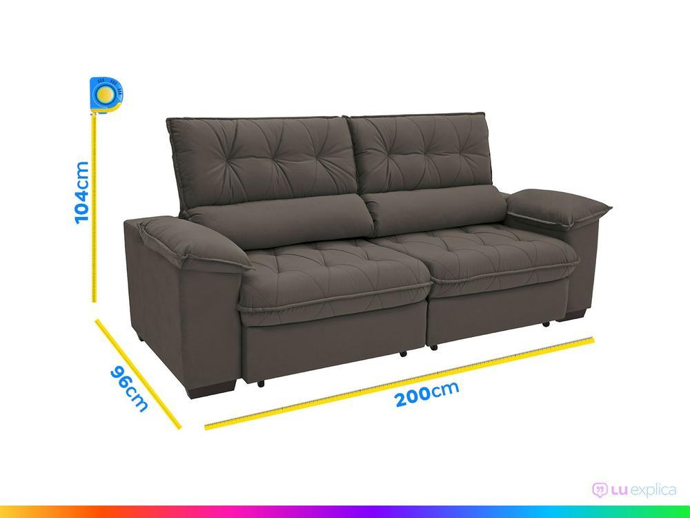 Sofá Retrátil Reclinável 3 Lugares Suede Hannover Linoforte - 4