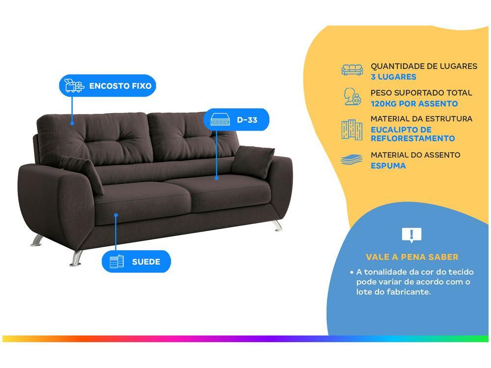 Sofá 3 Lugares Suede Amarilis Linoforte - 2