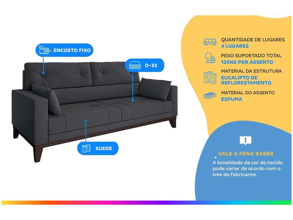 Sofá 4 Lugares Suede Cannes Linoforte - 2