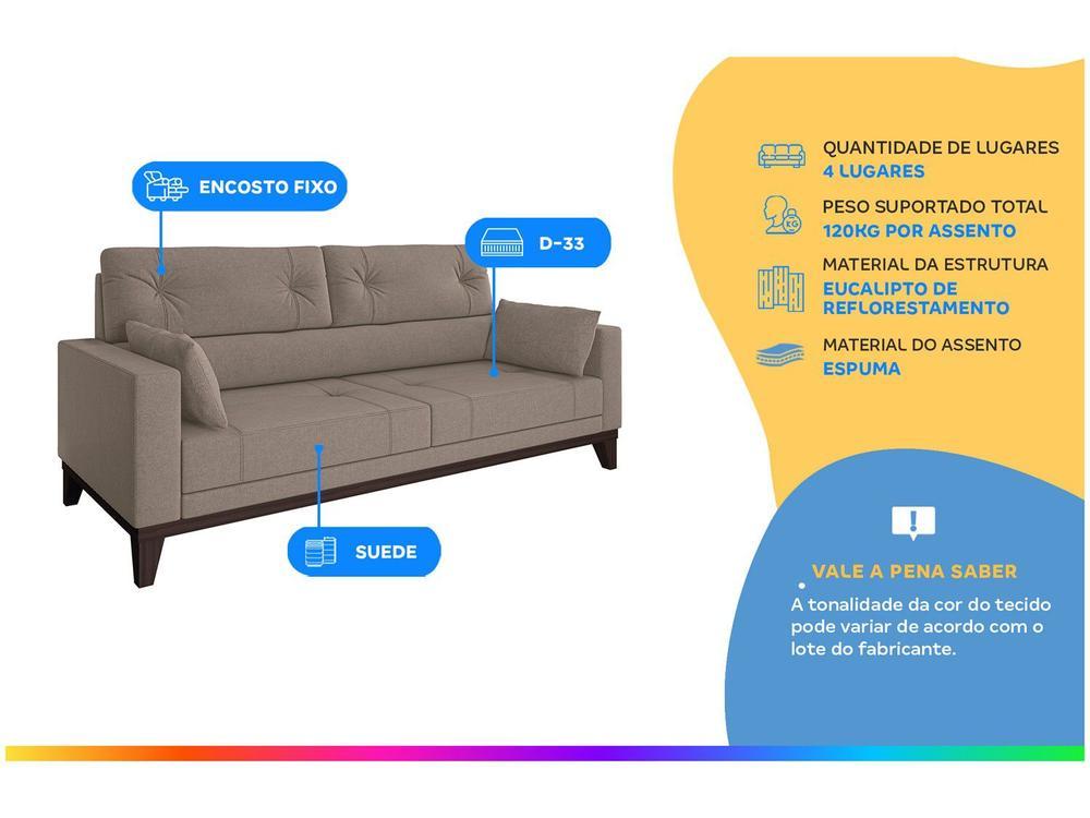 Sofá 4 Lugares Suede Cannes Linoforte - 2
