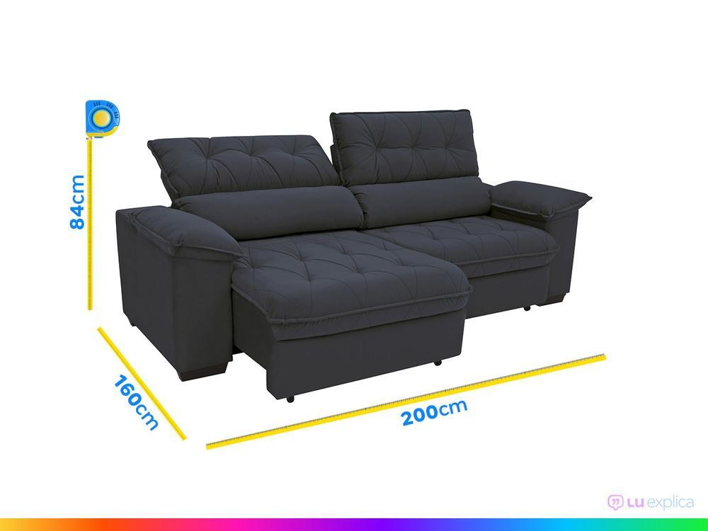 Sofá Retrátil Reclinável 3 Lugares Suede Hannover Linoforte - 3