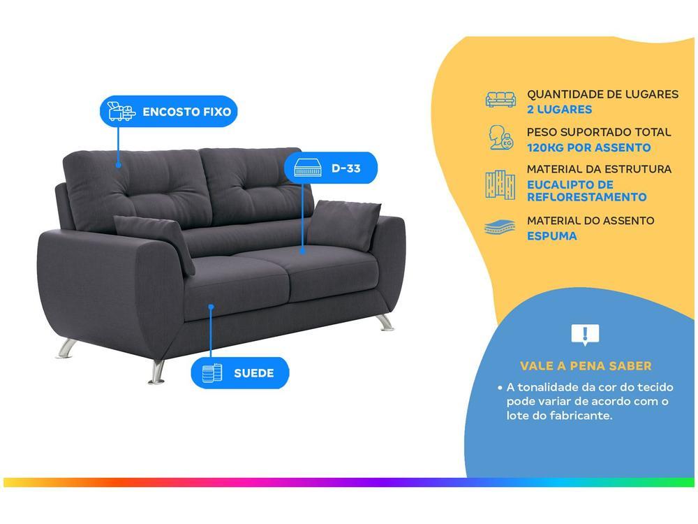 Sofá 2 Lugares Suede Amarilis Linoforte - 2
