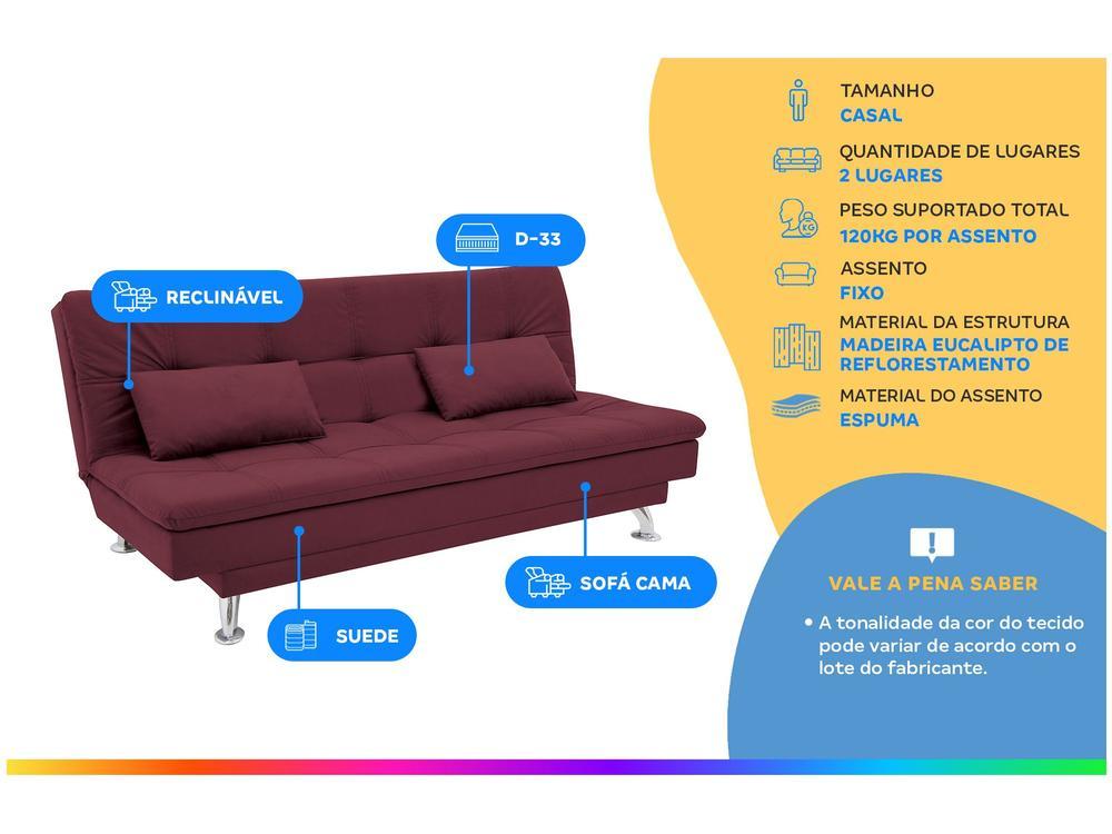 Sofá-cama Casal Reclinável Suede Linoforte Yasmin - 2