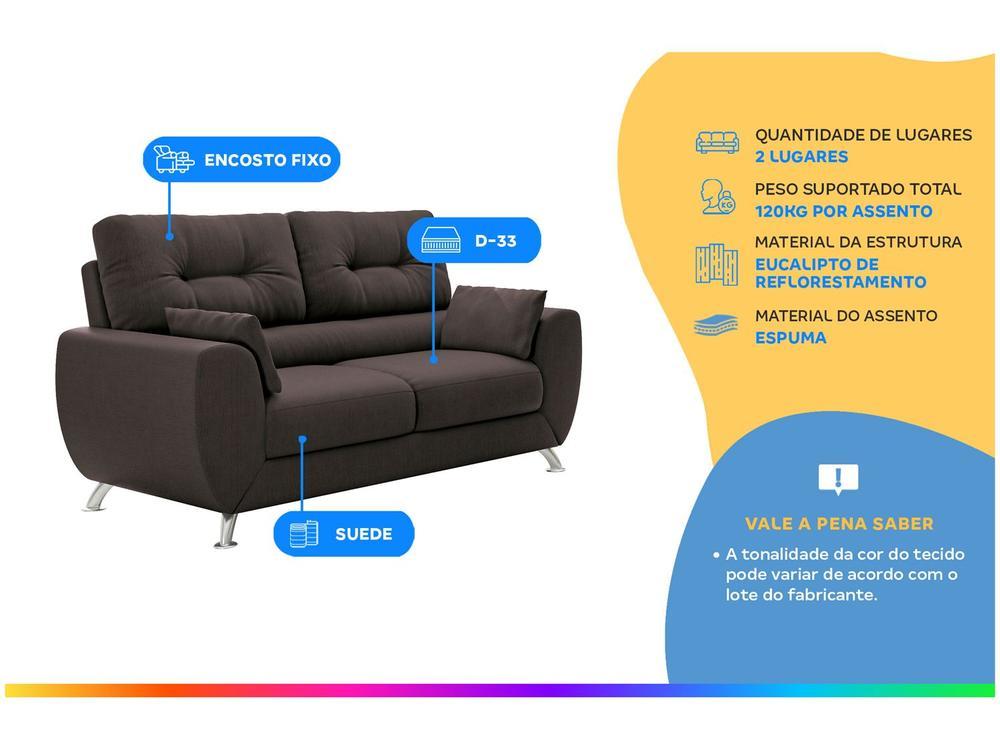 Sofá 2 Lugares Suede Amarilis Linoforte - 2