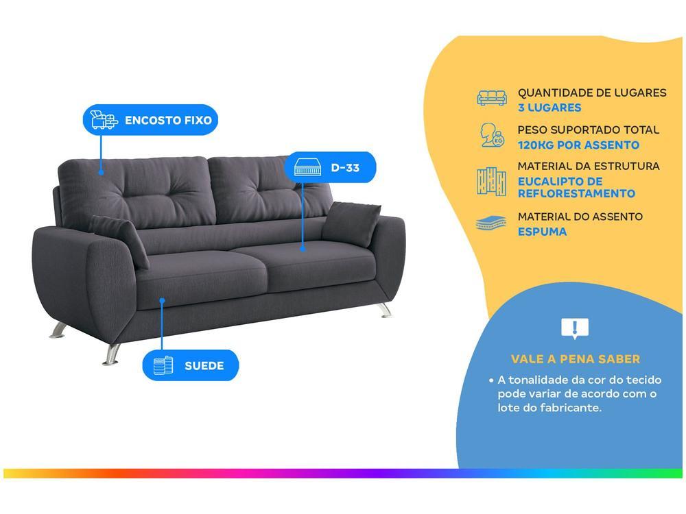 Sofá 3 Lugares Suede Amarilis Linoforte - 2