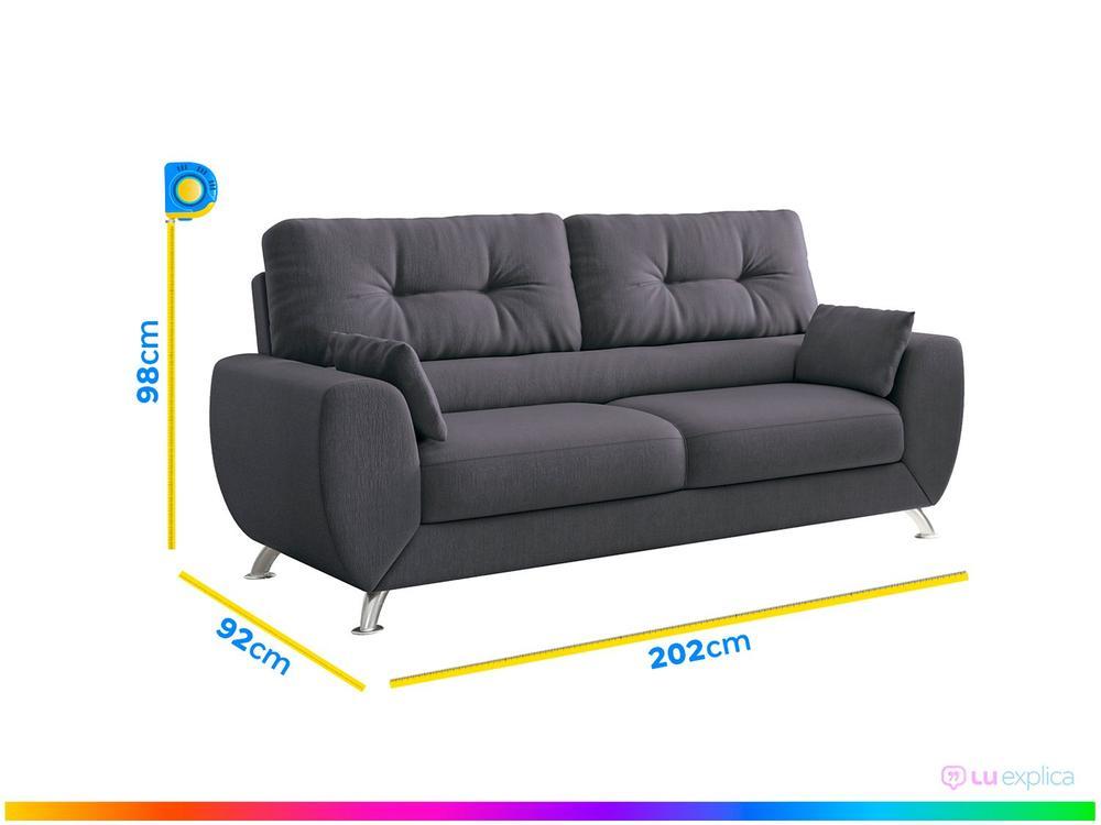 Sofá 3 Lugares Suede Amarilis Linoforte - 3