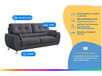 Sofá 3 Lugares Suede Amarilis Linoforte - 2