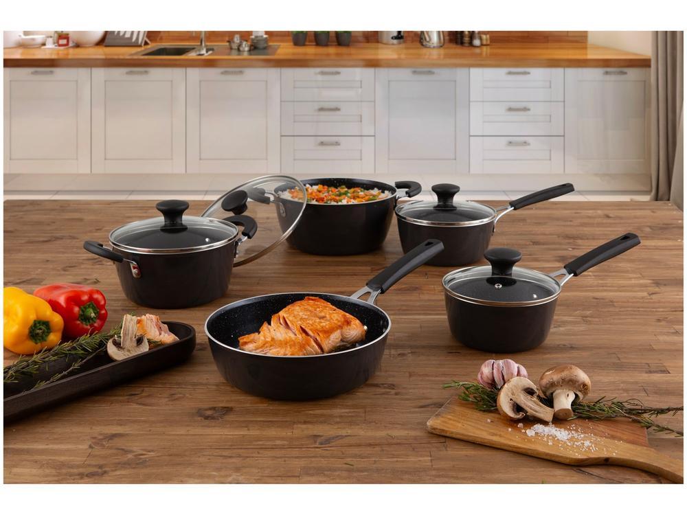 Jogo de Panelas Tramontina Revestimento Cerâmico de Alumínio Cinza 5 Peças Glenz - 10