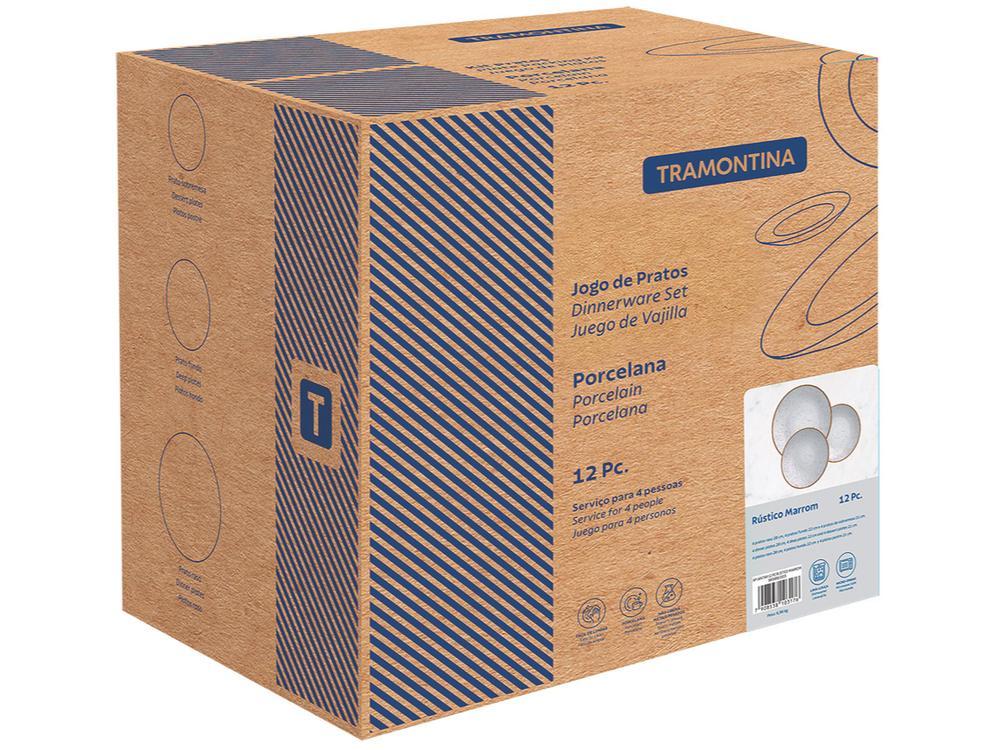 Jogo de Pratos Redondo de Porcelana Marrom - 8