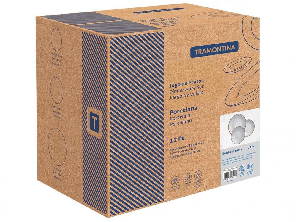 Jogo de Pratos Redondo de Porcelana Marrom - 7