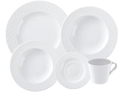 Aparelho de Jantar e Chá 20 Peças Tramontina Porcelana Branco Redondo Ingrid