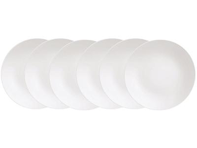 Jogo de Pratos Redondo de Porcelana Branco Raso