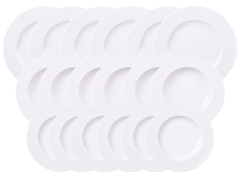 Jogo de Pratos Redondo de Porcelana Branco - 6