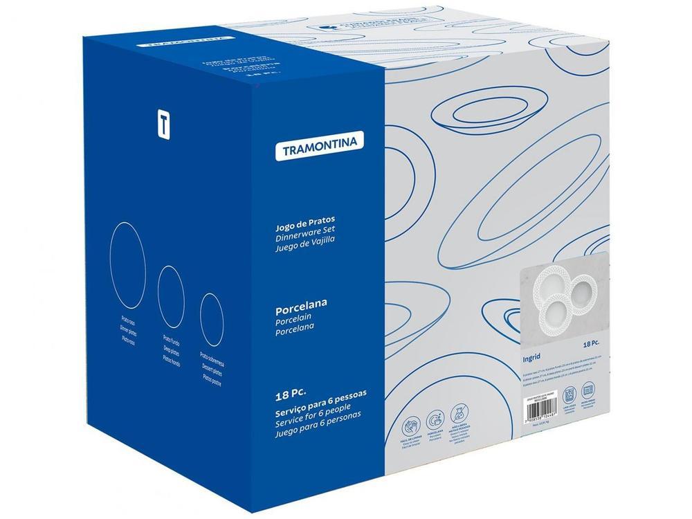 Jogo de Pratos Redondo de Porcelana Branco - 7