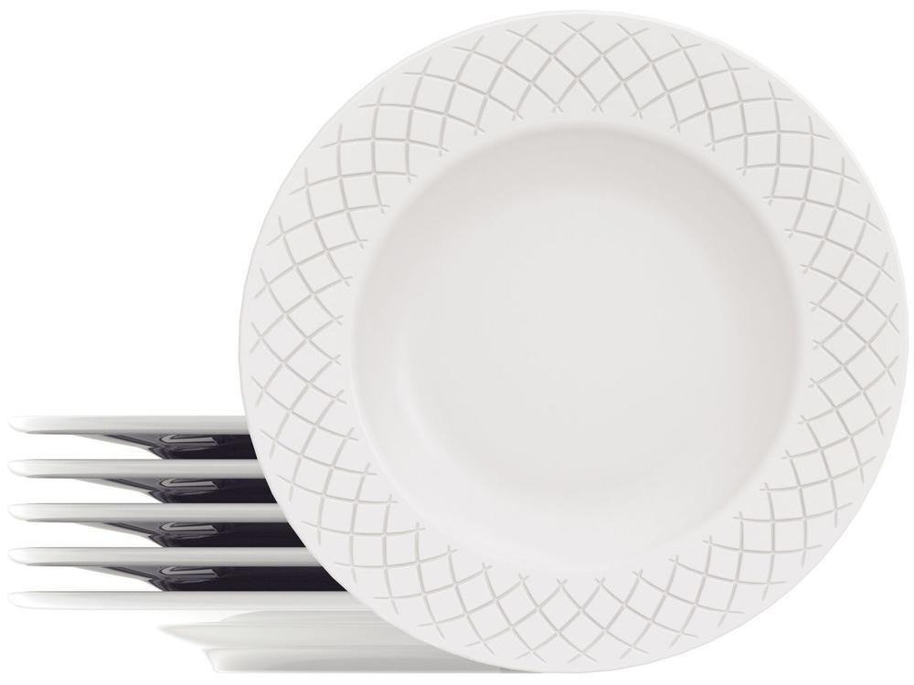 Jogo de Pratos Redondo de Porcelana Branco Raso - 1