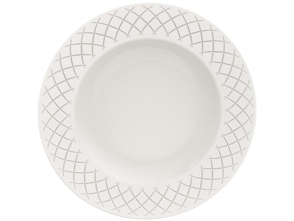 Jogo de Pratos Redondo de Porcelana Branco Raso - 5