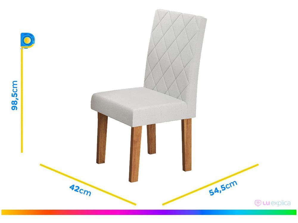 Mesa de Jantar 6 Cadeiras Retangular Mel/Linho Gelo Viero Móveis Alicia - 4