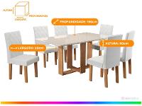 Mesa de Jantar 6 Cadeiras Retangular Mel/Linho Gelo Viero Móveis Alicia - 3