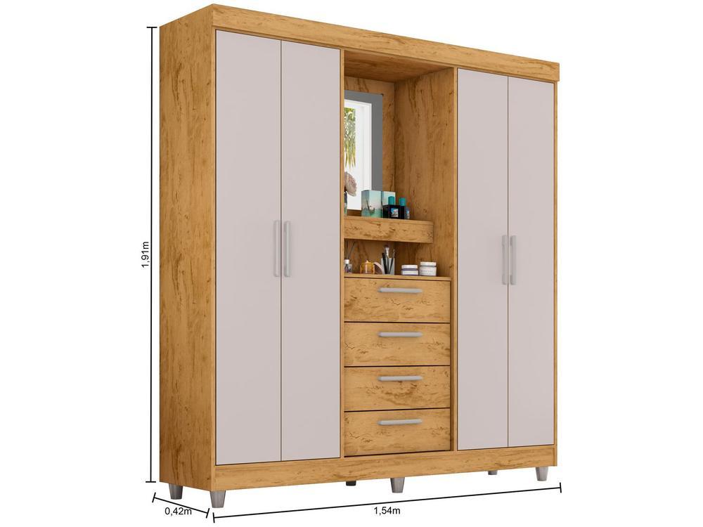 Guarda-roupa com Espelho 4 Portas 4 Gavetas Araplac Pequim - 9