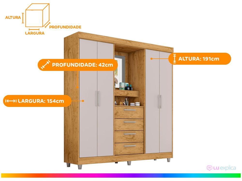 Guarda-roupa com Espelho 4 Portas 4 Gavetas Araplac Pequim - 3