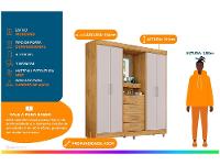 Guarda-roupa com Espelho 4 Portas 4 Gavetas Araplac Pequim - 2